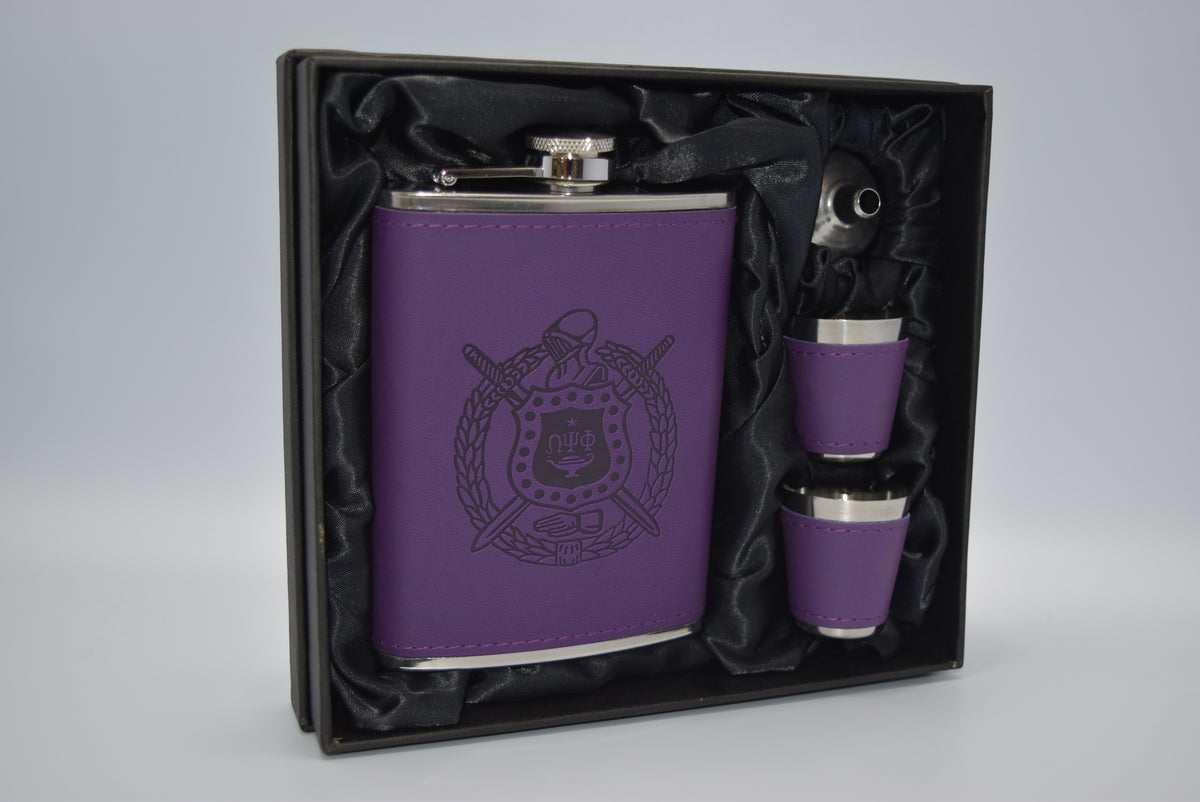 Leather Wrapped Flask and Shot Glass Gift Set – Team 8791