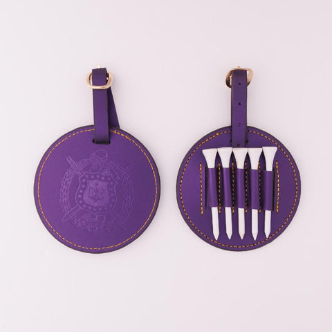 Omega Psi Phi Leather Luggage Tag/Tee Holder