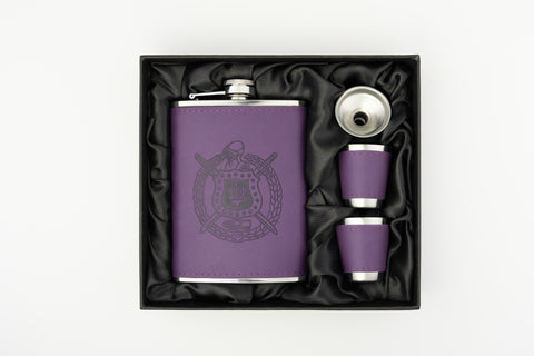 Leather Wrapped Flask and Shot Glass Gift Set